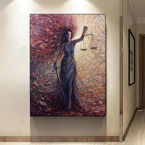 Balanza de la Justicia, Diosa de la Justicia, Póster abstracto de abogado, Pintura en lienzo, Arte de pared, Impresiones, Imágenes, Decoración de oficina de abogados, Marco interior de 80 x 120 cm