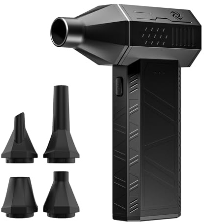 Aria Compressa Elettrico Rimuovi Polvere, 110000RPM, 3 Velocità Mini Air Duster, con Batteria Ricaricabile, Ventilatore Cordless Turbo per PC, Tastiera, Auto, Peli di Animali, Esterni e Casa