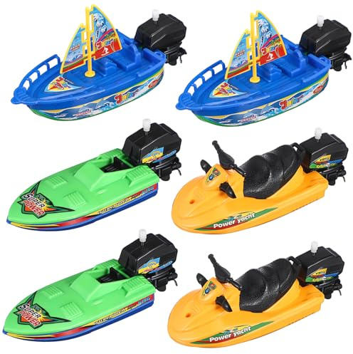 Hohopeti 6 Piezas de Juguetes de Bañera de Plástico Diseño Móvil, Barcos de Vela Seguros y Confiables para Niños Pequeños Baño Color Aleatorio