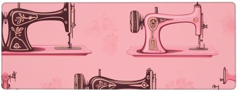 Tapis de clavier en caoutchouc 30,5 x 80 cm WHJSHOP vintage rose imprimé machine à coudre doux et épais pour protéger le bureau pour bureau étude d'ordinateur