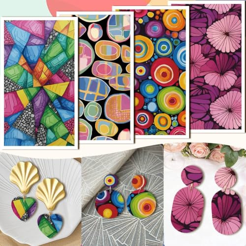PRESSINART 20 Hojas 4 Estilos Papel de Transferencia de Arcilla para Hacer Joyas 4.72 x 2.76 Pulgadas Diseño de Tablero de Da Suministros de Manualidades Hojas de Transferencia de Polímero para Decor