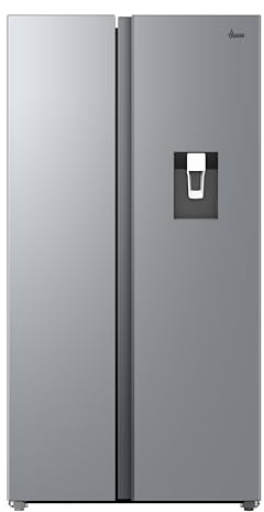 Hoover Free Standing Side By Side Fridge Freezer with Water Dispesner, 2 Doors, No Frost, E Class, 523L Total Capacity, Silver 90x64x177.5cm - HONSQ2T918EWXK