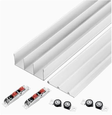 Kit de riel para puerta corredera, sistema de riel de armario de 3 pistas, aleación de aluminio para armarios y puertas de partición, 300 cm de longitud