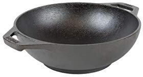 Lodge Vorgebrannter Mini-Wok aus Gusseisen, Doppel-Assist-Griff, Verwendung im Ofen, auf dem Herd oder auf dem Grill, 15 cm
