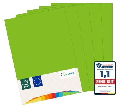 GJORT I EU 200 ark färgat papper GRÖNT (Majgrönt) A4 80 g/m² CS Paper. Skrivarpapper, kopieringspapper, universalpapper för utskrift, hantverk & vikning i format DIN A4. Papper för hemma