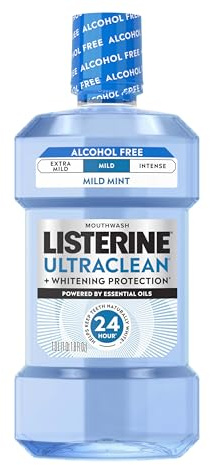 Listerine Ultraclean Alcohol-Free Mild Mouthwash + Whitening Protection*, Alcohol Free Tartar Control Oral Rinse Provides Fresh Breath. Mild Arctic Mint Flavor, 1L