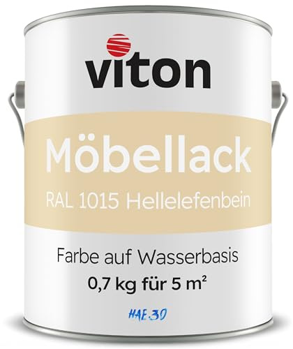 Viton Möbellack - 0,7 Kg (0,6 L) - Seidenmatt Beige - Möbelfarbe auf Wasserbasis - RAL 1015 Hellelfenbein