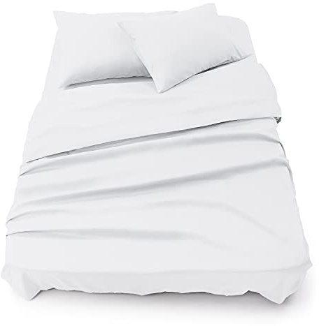 Blumtal Juego de Sábanas - Set de 4 Piezas, Sábana Bajera Ajustable Cama 160, Encimera 240x275 + 2 Fundas de Almohada 50x80cm, Blanco