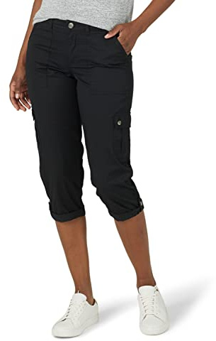 Lee Pantalones Capri Flex-to-go Mid-Rise Relaxed Fit Cargo Capri Pant, Negro, Größe: 6