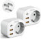 LENCENT 2X Adaptador Enchufe USA/EE.UU, Adaptador Americano de Viaje con Carga Rápida QC3.0+PD20W, Europa España Portugal 2-Pin a 3-Pin EE.UU para México, Canada, Tailandia, Perú, Colombia, Tipo B