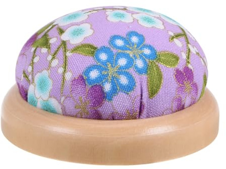 QUARKZMAN Coussin À Épingles Avec Base En Bois, Style Japonais, Rond, Violet