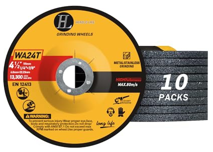 Grinding Wheels 4 1/2 inch Grinder Wheel for Metal & Stainless Steel,Grinding Disc for Angle Grinder 4-1/2'' x 1/4'' x 7/8''-10 Pack