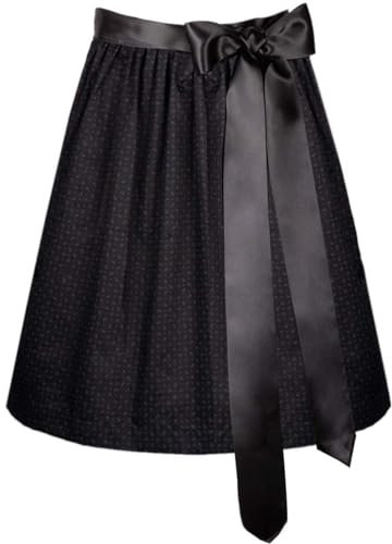 Goldschmidt Trachten Dirndlschürze Penelope | 58cm Länge schwarz Uni | Blümchen Schürze für 60cm Dirndl (42-44)
