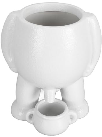 Ceramic Flower Pot, Little Man Pees Succulent Planter Pot with Drainage Hole, Indoor Outdoor Modern Decorative, Ceramic Flowerpots for Plant Lilies, Cacti, Succulents (White)