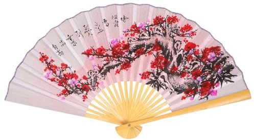 Amosfun Fan Ventaglio Pieghevole Cinese Ventilatore di Carta Gigante da Parete Pendente a Parete Ventaglio Pieghevole Ventaglio di Carta a Fiori Ventilatore Portatile retrò bambù