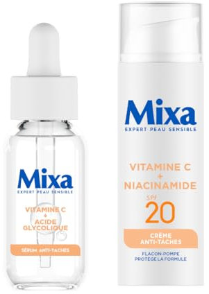 Mixa - Siero concentrato anti-imperfezioni + crema anti-macchia, con vitamina C e acido glicolico - macchie e tintura