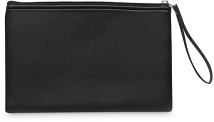 Schwarze Premium Herren Handtasche, handgemacht aus PU-Leder, Business Reisen Alltag, Männer Clutch Tasche Handgelenktasche Gelenktasche Männertasche Unterarmtasche Herrentasche Organiser Bag Wallet
