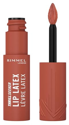 Rimmel London, Thrill Seeker Lip Latex, 250 Honey-Bun, Rossetto liquido, Lucidalabbra, Colore labbra, Rossetto con acido ialuronico, Morbidezza e lucentezza, Idratazione, Vitamina E, Aloe Vera, 6 ml