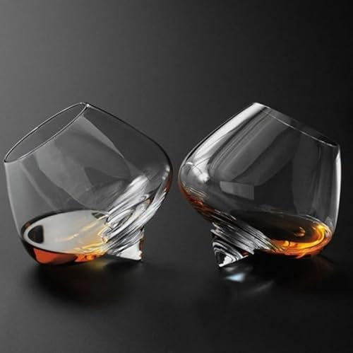 2 x Whiskey Liquor Glasses, Rum Glass, Classic Stemless Stemless Tumbler, Crystal Cocktail Glass, Brandy Grappa Whisky Shot Glass (Large Size 435ml)