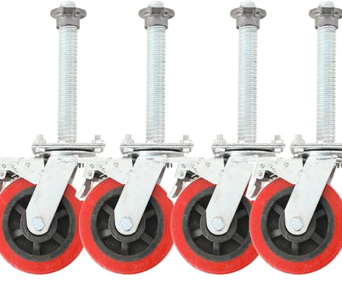 CDZHLTG 150mm Giratorias de Goma para Andamios Juego de 4 Ruedas con Freno, Giratorias 360° Capacidad de 500kg, Rueda Giratoria Industrial Resistente