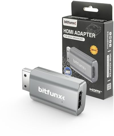 BITFUNX Dreamcast - Adattatore HDMI, supporta VGA a HDMI, adattatore plug & play per videogiochi senza ritardi, mini convertitore audio video HD per console di gioco Dreamcast, tutte le versioni