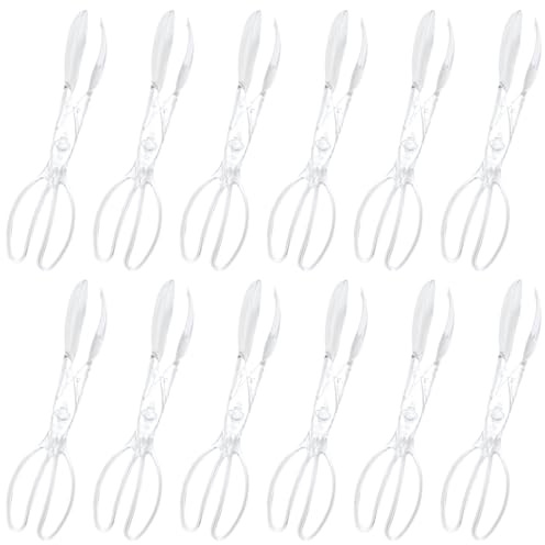 Pinzas para ensalada, 12 unidades, plástico, diseño de fiesta, estilo tijera, reuniones y bufés perfectas