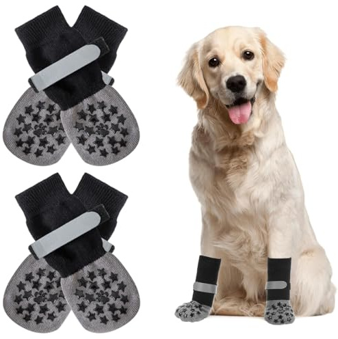 2 Paia Calzini Antiscivolo Per Cani, Protezioni Per Zampe Per Interni, Scarpe Per Cani Chiusura In Velcro Regolabile E Silicone Entrambi I Lati, Per Taglia Piccola (Taglia M)