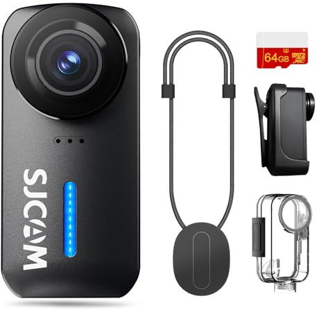 SJCAM C110Plus POV Camera,64GB 4K Mini POV Body Camera,170° FOV,6-Axis Stabilization, Waterproof,Wearable Action Camera for Underwater,Skiing,Biking,Kids,Helmet Mount