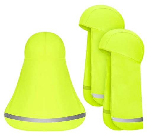 DIELOVEHUA 3 piezas de sombrero de sol con protección de cuello, sombrero de verano, pañuelo para protección de cascos, con tiras reflectantes, protección solar transpirable, para trabajo al aire