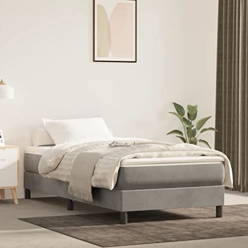 Cartvyn Resårmadrass med fjäderkärna i ljusgrå och vit, 80 x 200 x 20 cm, sammetsöverdrag, ergonomiskt, andas, enkelsäng, rullmadrass, kallskum