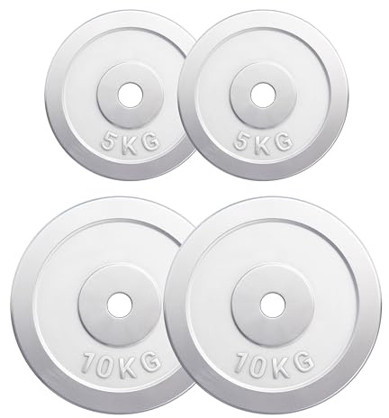 GORILLA SPORTS® Viktskivor - Enkel/Set, 1,25 kg, 2 kg, 2,5 kg, 5 kg, 10 kg, 15 kg, 20 kg, 25 kg, 27,5 kg, 30 kg Vikter, 30/31 mm hål, gjorda av viktskivor i krom