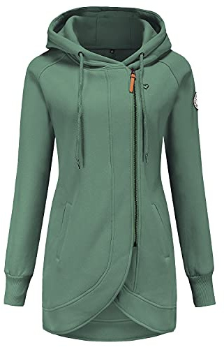 ELFIN Women's Long Sleeve Zipper Hoodies Sweatshirt Jumper Jacket Coat Outwear Pullover Hoody