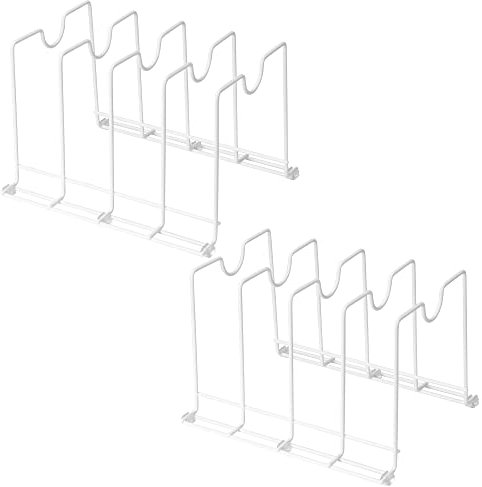 QIWODE Backblech Aufbewahrung Organizer, Schneidebrett Halter Metall, Topfdeckelhalter für Küchen, Schrank, Arbeitsplatte, Weiß 2 Stück