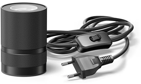 ledscom.de Tischlampe LITO, Schalter, schwarz, 1x E27 max. 60W