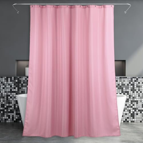 Popkozzi Blush Pink Fabric Shower Curtain: Anti Mould Mildew Resistant Water Repellent Washable Curtain for Wet Room - Elegant Lightweight Polyester Curtain for Bathroom - 183 x 200cm Drop