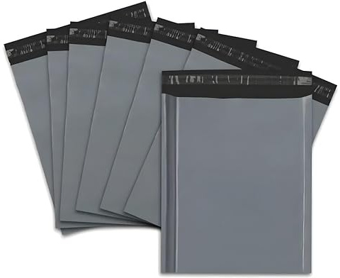 Heré Mood Busta per spedizioni in plastica grigia (100 pezzi) 35 x 45 cm e 45 x 55 cm), robusta, opaca e autoadesiva, per vestiti e tessuti. (50-1000 pezzi), grigio., 35x45, grigio