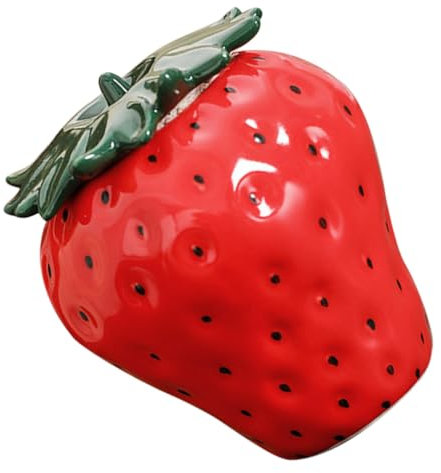 Ciieeo 800ml Ceramic Tea Jar Simulated Strawberry Design Kitchen Spice Jars Multi-function Storage Container