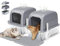 MeoWant 2-Pack Cat Litter Box with High Sided Stainless Steel with Lid, Enclosed Metal Litter Pan for Big Cat, Never Absorbs Odor, Non Stick Surface, XXL Extra Large Litter Tray, Detachable, Grey