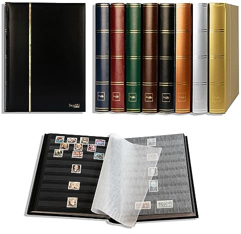 Prophila Collection 64 pagine nere, album di francobolli, copertina nera imbottita