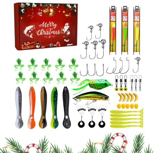 Adventskalender för män 2024, julkalender 2024 fiske, adventskalender för fiskeutrustning, adventskalender med julfiskekrok, lockset