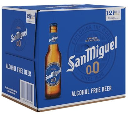 San Miguel 0.0% Alcohol Free Lager Beer, 12 x 330 ml Bottles