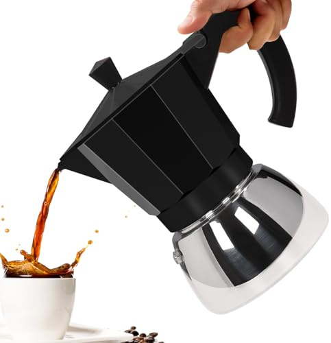 Vaolvpant No Coating 6 Cup Aluminum and Stainless Steel Moka Pot Stovetop