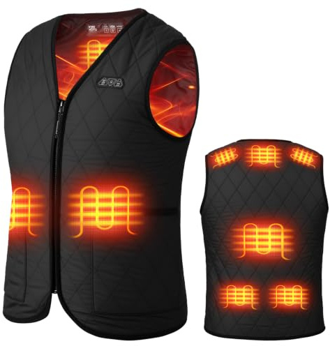 KEMIMOTO Gilet Riscaldato Donna, Elettrico Gilet Riscaldato con 8 Elementi Riscaldanti, USB Giubbotti Riscaldati con 3 Temperature per Sci Escursionismo Caccia Moto (Con Batteria 10000mAh)