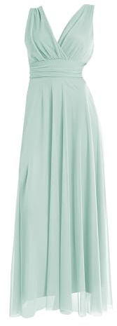 VALORIALUXE Abito Lungo da Cerimonia Donna in Tulle Elasticizzato con Scollo a V – Made in Italy (IT, Testo, XL, Regular, Regular, Coccole Bovine)