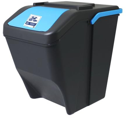 Bidone con Etichetta carta 25Litri per la Raccolta Differenziata Casa Cucina Contenitore pattumiera con manico e coperchio Salvaspazio