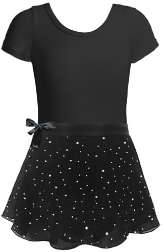 Maillot de ballet para niñas con falda desmontable, corbata combinada, mangas con volantes, vestido de ballet de 2 a 12 años