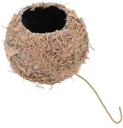 TEHAUX Nid Oiseau Suspendu Paille Tressée Naturelle Abri Rustique et Confortable pour Jardin Décor Extérieur et Paysage Végétal