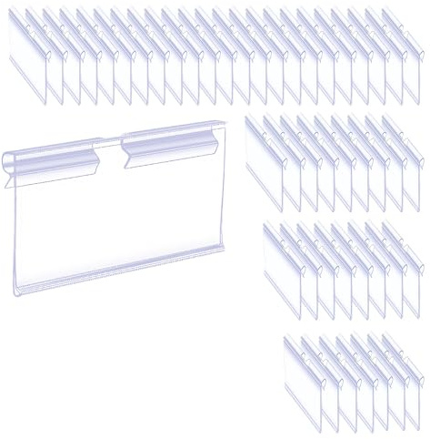 WYAN 50 Pièces Supports D'étiquettes en Plastique Transparent Porte Étiquettes en Plastique porte-prix porte-étiquettes pour étagère métallique Bureau Magasin Supermarché Marché (9 x 4,2 cm)