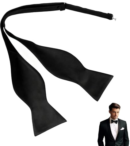 Marnovest Adjustable Black Self-Tie Bow Tie, Men's Formal Neckwear for Events and Parties, Black