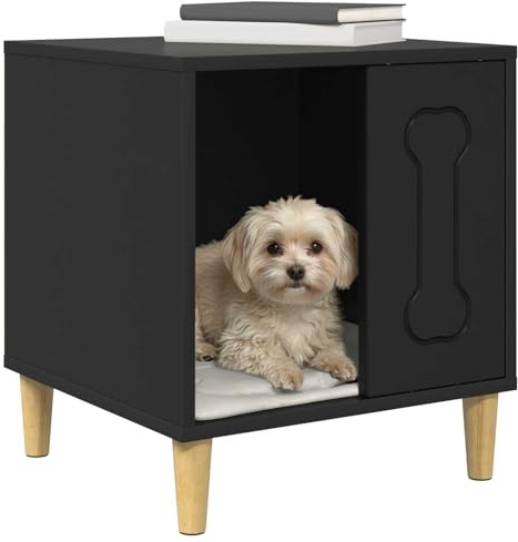 vidaXL Casa para Perros Negro 44 x 42 x 49 cm Madera de ingeniería